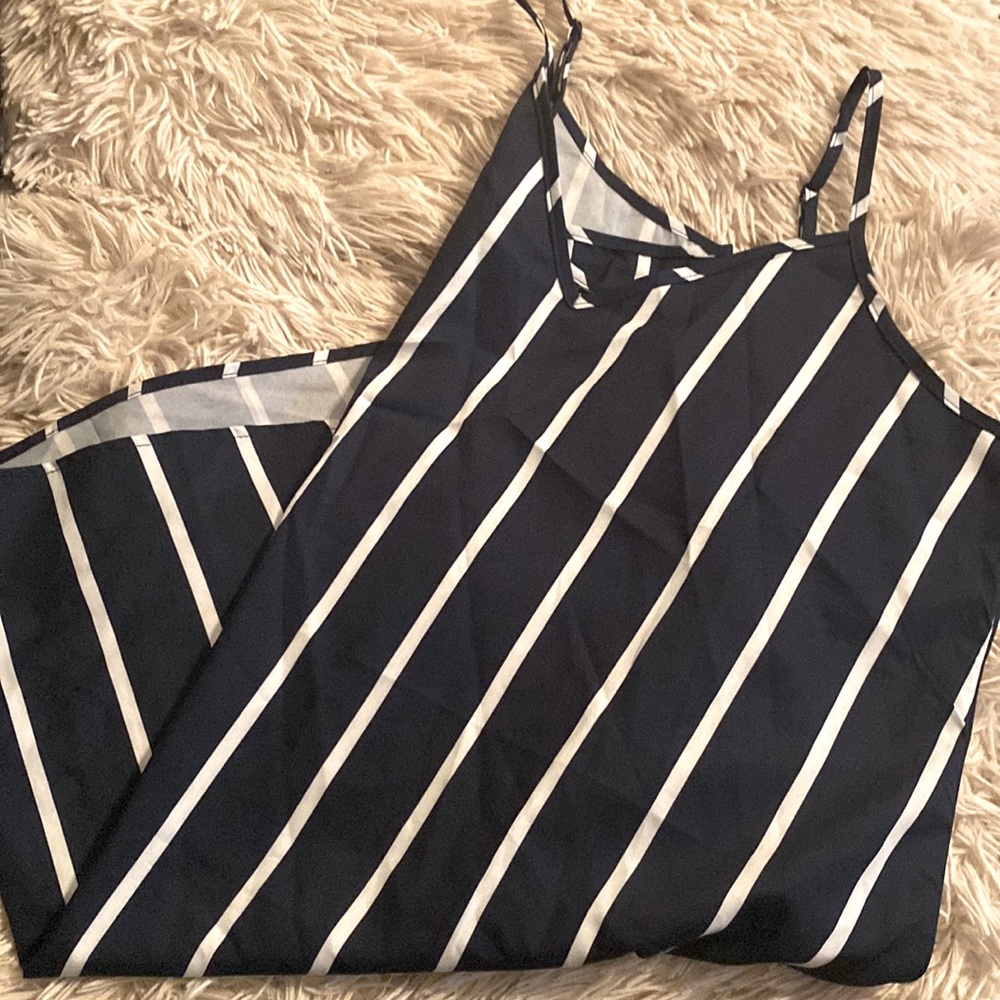 Sexy Navy Blue White Striped Short Dress!